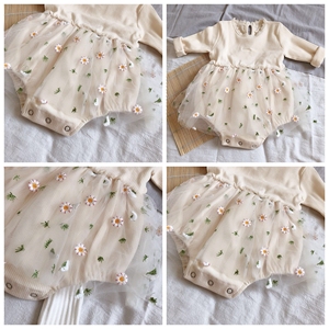 Weet wewborn ababy irirl omomper RESS irirls lorloral brombroidery umasual prpring lothing ababy UTU - Product Image 2