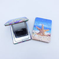 Personnaliser cuir Portable Mini Petit Rond De Poche Miroir Cosmétique Diamant Souvenir Pliable Main Compact Miroir De Maquillage De Poche