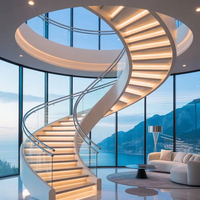 Escalier courbé élégant avec éclairage LED à capteur de la fabrique de Foshan