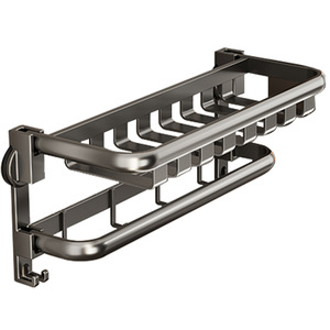 Oem nhà vệ sinh lưu trữ giá với đôi cực lỗ miễn phí treo tường phòng tắm khăn Kệ hút cup khăn giá - Product Image 2