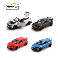 Jianyuan Modèle de voiture en alliage métallique authentique 1:32 Civic Type R avec fonction sonore et lumineuse, fonction de recul, jouet pour garçons, emballage en boîte vitrée