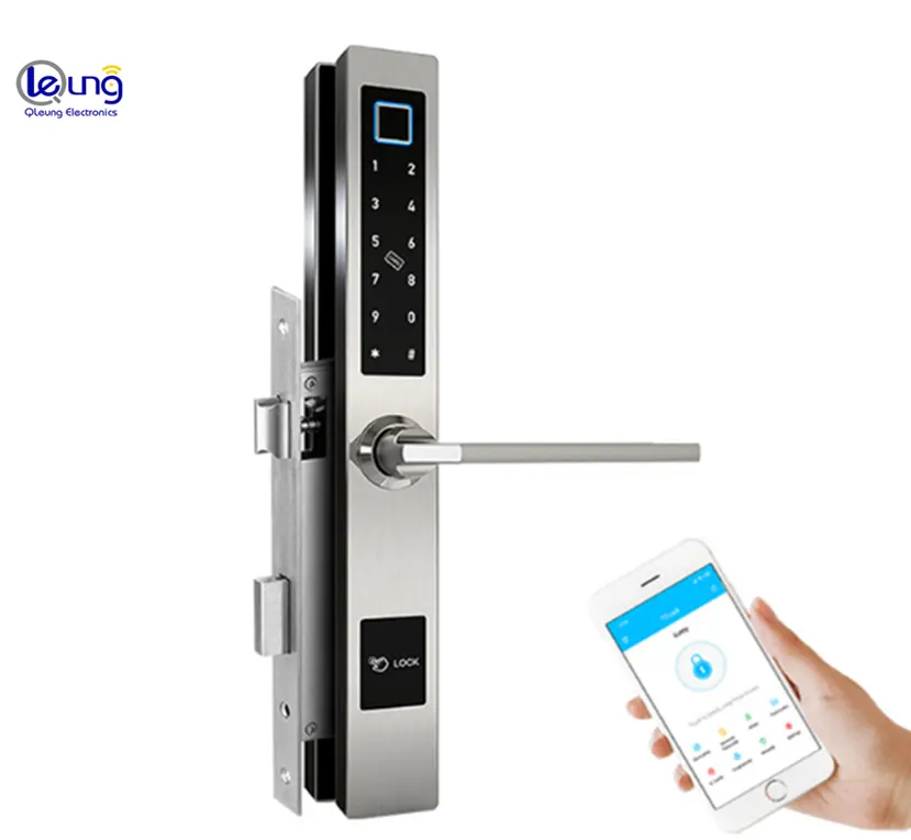 Aluminium tür WIFI Ttlock App Blauer Zahn Verbinden Sie den biometrischen Finger abdruck Passworts chl üssel Karte Smart Door Lock