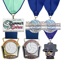 Médailles et trophées de volley-ball de course sportive fabriqués par le fabricant, cadeau en métal, médaille de volley-ball personnalisée en or