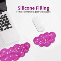 Tapis de souris en gel de silicone transparent en forme de raisin de dessin animé, rose rouge, avec repose-poignet, petit tapis de clavier pour la maison et le bureau