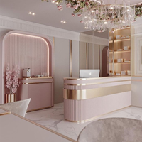 Comptoir de réception LED moderne de luxe pour salon de beauté, boutique de vêtements, restaurant, caisse enregistreuse, bureau d'accueil