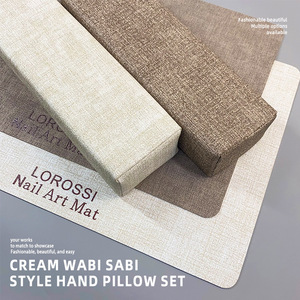 Ensemble de repose-mains rectangulaires en crème Wabi Sabi, double face, en cuir imperméable, support de repose-bras, coussin pour manucure, fournitures de salon - Product Image 3