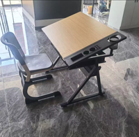 Table et chaise de dessin technique pour étudiants, avec cadre en acier réglable en hauteur et en angle, pour l'école, avec 2 rangements