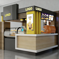 Décoration intérieure moderne Design Coffee Shop Petit café casque en bois Kiosque à café avec armoire alimentaire de centre commercial intérieur de haute qualité