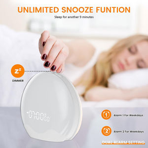 알람 시계가 있는 LED 조명 12가지 색상의 LED 조명 배터리로 작동되는 LED 야간 조명 침실용 내장 FM 라디오 - Product Image 6