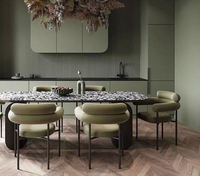 Mobilier italien pour le salon Fauteuil de salle à manger en tissu velours vert à structure métallique pour hôtels et restaurants