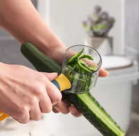 Ensemble de coupe-légumes en plastique pour la cuisine avec éplucheur multifonctionnel et récipient, compatible lave-vaisselle pour usage domestique