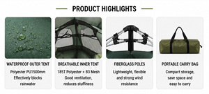 Tente de camping de luxe à 3 pièces, imperméable, pour le camping en plein air, 3 chambres pour les voyages en famille, ATJT-1 *Installation rapide et résistance au vent - Product Image 6