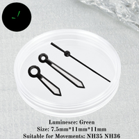 Aiguilles de montre lumineuses vertes en acier inoxydable noir et or rose, accessoires pour mouvements automatiques Sandoz NH35 NH36 NH70/4R/7S