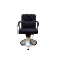 Fauteuil de Barbier Vintage Haut de Gamme Inclinable Hydraulique Personnalisé en Cuir Noir Portable avec Pieds en Aluminium pour Salon de Coiffure