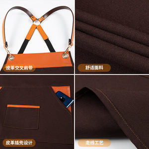 Tablier en toile imperméable taille unique unisexe, vêtement de travail avec impression de logo, anti-salissure, respirant, résistant à l'abrasion - Product Image 2