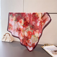 Foulard carré en soie de luxe 2026 pour femme, motif floral 70x70, accessoire pour la tête, le cou et les cheveux, hijab, foulard Di Seta