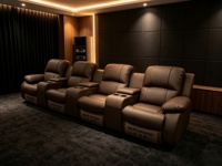 Elektrischer Relaxsessel für Heimkino, Modulares Rindsleder-Kinosofa-Set mit Getränkehalter und USB-Anschluss für Private Kinoräume