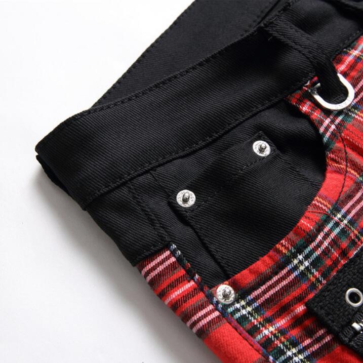 Oaovo Jeans Uomo Slim Fit Dritti, Stile Retrò Punk Con Rivetti Laterali E Strappi, Denim Elasticizzato, Nero/grigio - 3