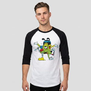 T-shirt formel haut de gamme pour homme, col côtelé, imprimé sérigraphié motif dessin animé, 100 % coton jersey tricoté - Product Image 1