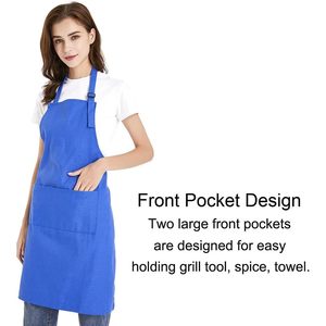 2025 unisexe en cuir bavoir tablier réglable Chef cuisine taille jardin taille avec poches coton toile matériel pour l'industrie alimentaire - Product Image 6