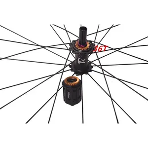 RUJIXU ultraligero 700C carbono mariposa tatuaje trinquete 36T bicicleta de carretera juego de ruedas 50mm Profundidad disco freno plegable/sin cámara - Product Image 4