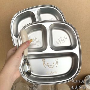 จานอาหารกลางวันเด็กสแตนเลส ดีไซน์การ์ตูน ทรงสี่เหลี่ยมขนาดใหญ่ สำหรับใช้ในบ้านและโรงเรียน - Product Image 2