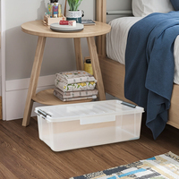 Boîte de rangement empilable sous le lit en plastique transparent 30L avec couvercle Boîte à tiroirs en plastique Boîte de rangement en plastique transparente