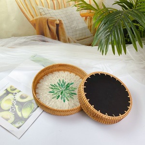 Cestino in Rattan decorazioni per hotel intrecciato rattan shell pane portaoggetti vassoio portatile conchiglia marrone <span class=keywords><strong>verde</strong></span> cestino rotondo in rattan - Product Image 5