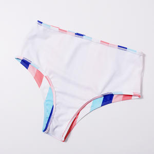 In Stock <span class=keywords><strong>Bikini</strong></span> donna Push-up costume da bagno femminile a vita alta a strisce con Logo anteriore 2 pezzi costume da bagno femminile - Product Image 4