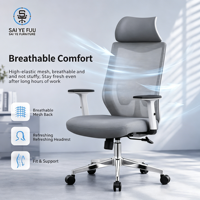 Chaise de bureau ergonomique moderne en maille, réglable, avec support lombaire, respirante, pivotante, base en acier fixe