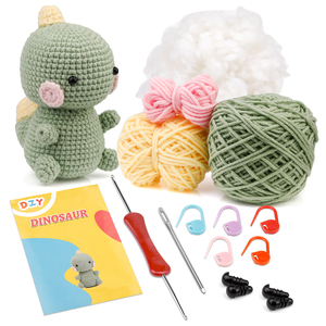 Cute Hand Dinosaur Crochet Kit Cotton Stuffed Cartoon Knitted Diy Animal Artificial Gift