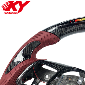 Volante deportivo personalizado estilo carreras, de fibra de carbono, cuero rojo, con LED e indicador de RPM, compatible con Hyundai Sonata de 9ª generación. - Product Image 2