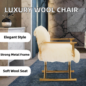 होटल परियोजना के लिए लक्जरी गोल्ड फिनिश ऊन कपड़े लाउंज कुर्सी धातु फ्रेम हाई-एंड डिजाइन - Product Image 6