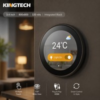 Kingtech Pantalla Táctil Capacitiva Multipunto Integrada de 3.4 Pulgadas, Negra, 800*800 IPS, 320nits, Monitor LCD para Hogar Inteligente Raspberry Pi