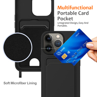 Meilleure vente étui de téléphone en silicone liquide pour sac de carte intégré ultra-mince pour iphone 16ProLanyard inclus en silicone véritable