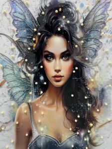 Arte de Pared Colgante Hecho a Mano con Diseño de Hada Mariposa de Lujo, Decoración 3D con Alas de Perlas y Diamantes de Imitación - Product Image 4