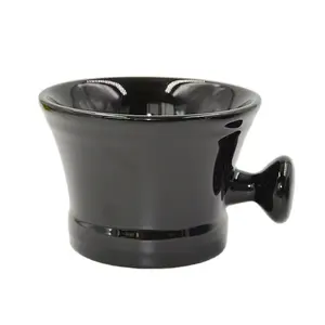 Tasse de rasage en céramique noire bol de rasage en porcelaine de toilettage pour hommes