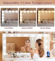 Coiffeuse blanche avec miroir lumineux, plateau en verre, tiroirs de rangement, grand meuble en verre trempé, ensemble de coiffeuse pour chambre à coucher