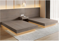 Meubles d'hôtel et d'appartement en bois au design moderne personnalisé, série de meubles de chambre à coucher d'hôtel, lit double, armoire