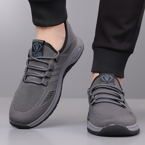 Chaussures de course en maille respirante pour hommes, chaussures de sport décontractées à lacets, gris noir, quatre saisons, légères et confortables - Product Image 3