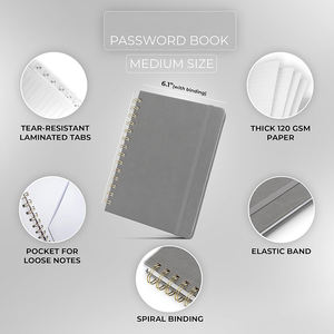 Carnet de mots de passe à spirale avec répertoire classé <span class=keywords><strong>des</strong></span> adresses Internet, étiquettes de style lettre, carnet de mots de passe - Product Image 2