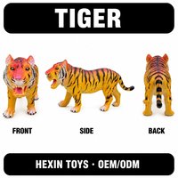 ORANGE PVC 31x9.5x13cm eTiger mainan figur harimau Safari realistis mainan edukasi dekorasi meja anak-anak