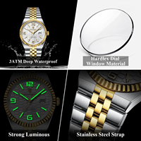 Montre Homme Classique de Luxe Poedagar 839, Cadran Nid d'Abeille Bicolore, Lumineuse, Date, Étanche, Élégante, Quartz, Montre-Bracelet