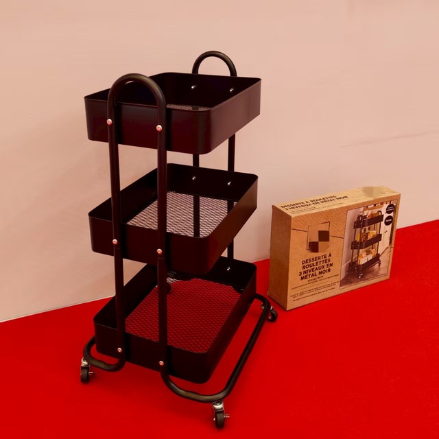 U-shaped Thickened Storage Rack Trolley Kitchen Multifunctional Storage Rack with Wheels