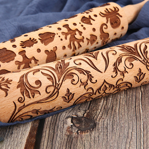 Gỗ Sồi Dập Nổi Cán Pin Nướng Bánh Cookie Mì Biscuit Zoo Bông Tuyết Mô Hình Giáng Sinh Bằng Gỗ Laser Khắc Cán - Product Image 3