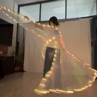Nouvelles ailes lumineuses LED pour spectacle de danse orientale, accessoires fluorescents, ailes lumineuses blanc chaud pour adultes, costume de danse du ventre, fête d'Halloween