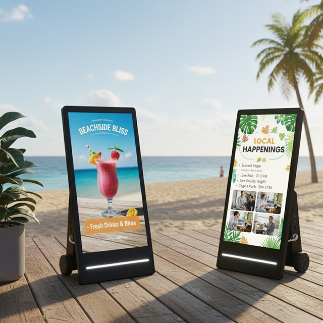 43 55" Outdoor Floor Standing LCD Advertising Display 1800 Nits Sunlight Readable High Brightness IP65 Waterproof Digital Poster