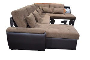 أريكة ركنية حديثة على الطراز الأوروبي بحجم كبير مقاس 1 + 2 + 3 مقسمة على شكل حرف u باللون البني الداكن - Product Image 2