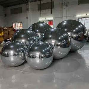 Гигантский двухслойный ПВХ Гигантский Рождественский 5 футов отражающий гигантский Серебряный надувной зеркальный шар для украшения событий
