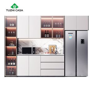 غرفة معيشة فاخرة شاشة ليد زجاجية للمشروبات مقوسة خزانة بار مع ثلاجة - Product Image 4